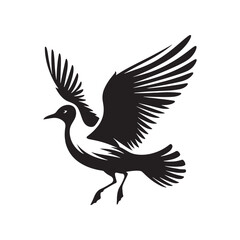 Minimalist Seagull Vector- Black Vector Silhouette of a Seagull Capturing the Essence of Freedom in Flight- Seagull Illustration.