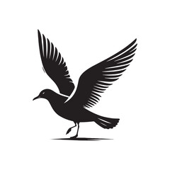 Minimalist Seagull Vector- Black Vector Silhouette of a Seagull Capturing the Essence of Freedom in Flight- Seagull Illustration.