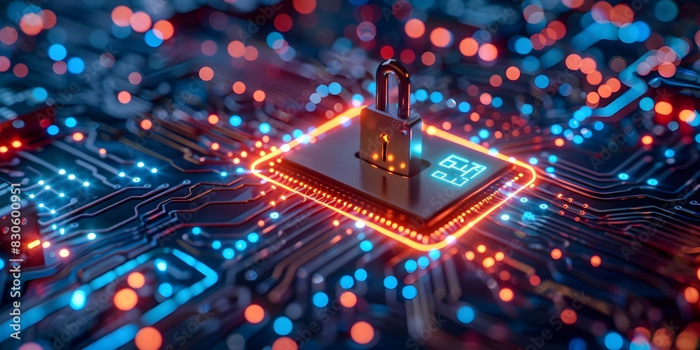 Poster digital cybersecurity practices for secure business networking and communications technology concept