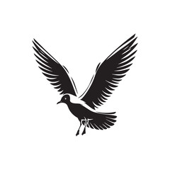 Minimalist Seagull Vector- Black Vector Silhouette of a Seagull Capturing the Essence of Freedom in Flight- Seagull Illustration.