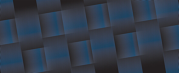 Modern dark blue abstract horizontal banner background with glowing geometric lines.Suitable for covers, brochures, presentations, flyers. vector