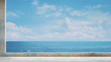 Fototapeta premium digital vintage style blue sky and ocean graphics poster background