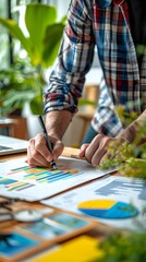 Fototapeta premium Graphic Designer Crafting Logo Concepts for Online Businesses in a Workspace