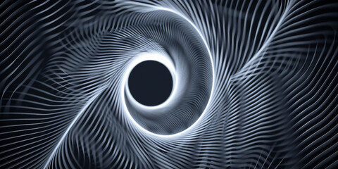 A spiral of lines with a black hole in the middle