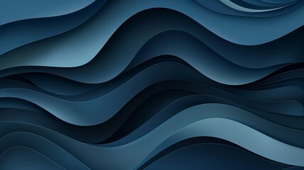 Fluid dark blue paper waves forming an abstract and elegant vector background, perfect for a sophisticated banner design.