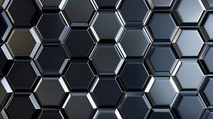 Fototapeta premium Black and silver hexagons create a sophisticated and innovative feel, great for luxurious technology surfaces,
