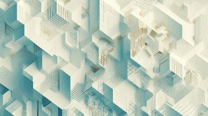 Obraz premium Beautiful futuristic geometric background for your presentations. Intricately textured 3D wall in light green and white tones. Artificial Intelligence Generated, 4k HD wallpapers, backgrounds, generat