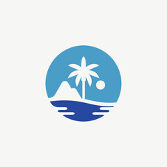 Minimalist Beach Travel Logo Icon Vector 