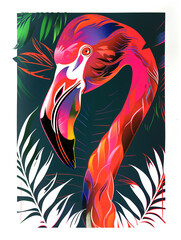Colorful flamingo summer illustration 
