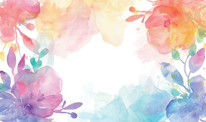 rainbow background watercolor flowers, hand painting