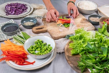 Sommerrollen, vietnamesische Küche, frisch vegan kochen
