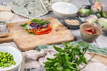 Sommerrollen, vietnamesische Küche, frisch vegan kochen
