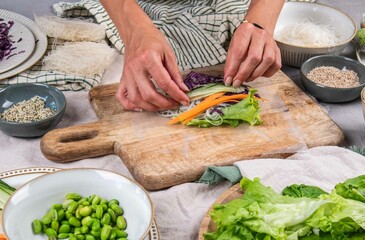 Sommerrollen, vietnamesische Küche, frisch vegan kochen
