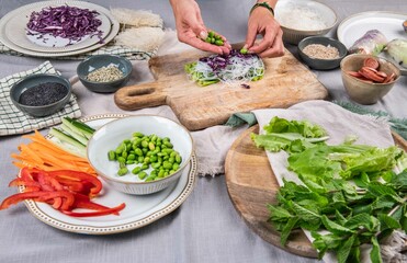 Sommerrollen, vietnamesische Küche, frisch vegan kochen
