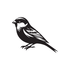 Minimalist Sparrow Vector: Black Vector Silhouette of a Sparrow- Illustration of Sparrow..