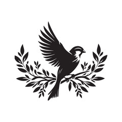 Minimalist Sparrow Vector: Black Vector Silhouette of a Sparrow- Illustration of Sparrow..