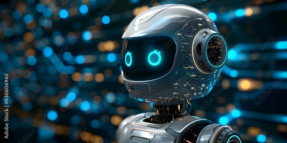 Poster integrating chatbots into customer service and support for seamless technology networking and digita