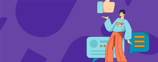 Virtual characters social communication concept business flat vector hand drawn illustration
