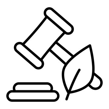 Environmental rules icon.  There is a gavel and a leaf.