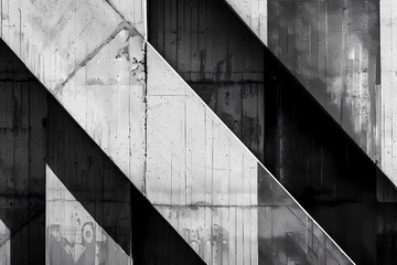 Fototapeta premium An abstract arrangement of black and white shapes with a distinct diagonal divide offering a modern, edgy feel