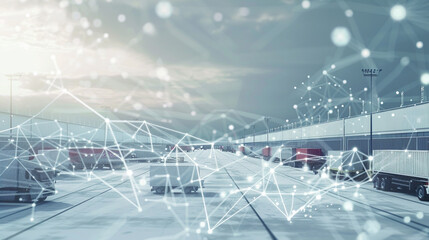 Frost white connections spread over a stark, cold logistics tech backdrop,