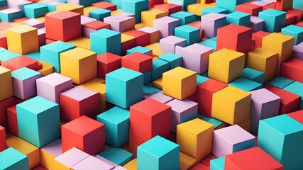 Obraz premium Set of colorful geometric compositions, 3d render