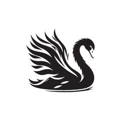 Obraz premium Swan Vector: Black Vector Silhouette of a Swan- Swan Illustration.