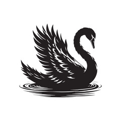 Obraz premium Swan Vector: Black Vector Silhouette of a Swan- Swan Illustration.