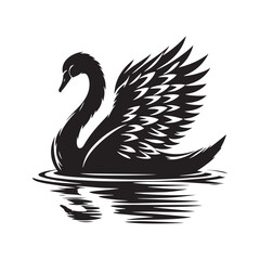 Obraz premium Swan Vector: Black Vector Silhouette of a Swan- Swan Illustration.
