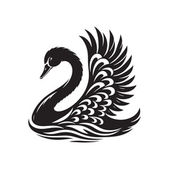 Obraz premium Swan Vector: Black Vector Silhouette of a Swan- Swan Illustration.