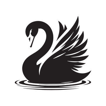 recommend clip art: Swan Vector: Black Vector Silhouette of a Swan- Swan Illustration.