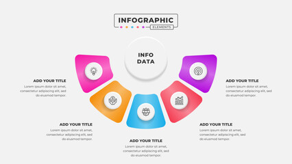 Business circular process infographic design template with 5 steps