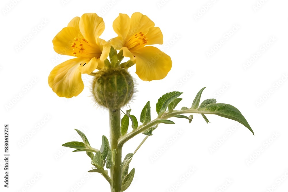 Wall mural yellow flower stalk isolated on transparent background cutout. - Wall murals