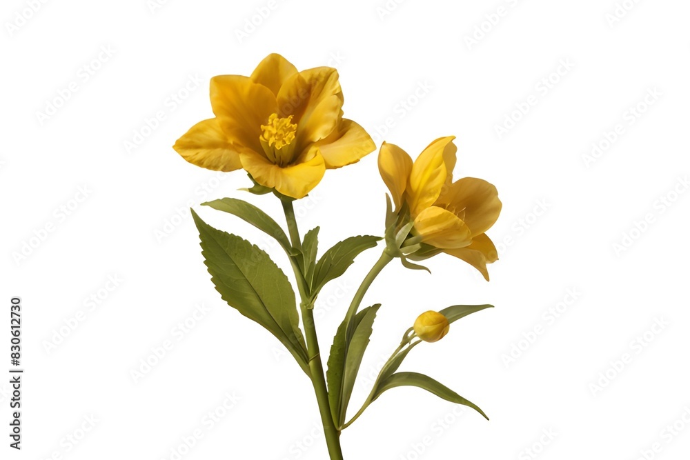 Wall mural yellow flower stalk isolated on transparent background cutout.