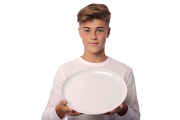 The Boy With the Alabaster Platter on White or PNG Transparent Background.