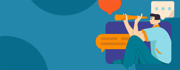 Virtual characters social communication concept business flat vector hand drawn illustration
