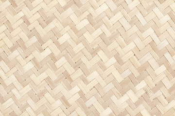 Old bamboo weave texture background, pattern of woven rattan mat in vintage style.