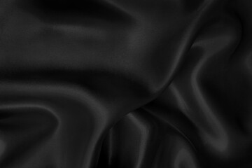 Black grey fabric texture background, detail of silk or linen pattern.
