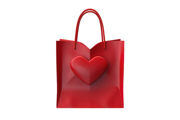 Heartfelt Journey: A Red Bag With Love on White or PNG Transparent Background.