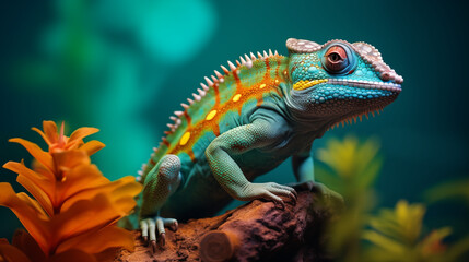 Obraz premium Iguana in the jungle background, Photo shot