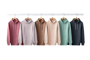 Rainbow of Comfort: A Vibrant Display of Colorful Sweatshirts on White or PNG Transparent Background.