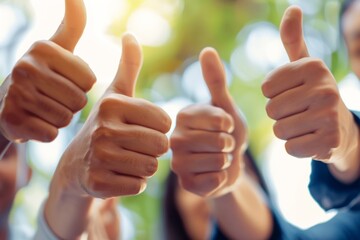 people making thumb up sign circle