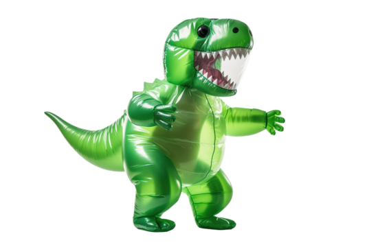 Roaring Green Dino Delight on White or PNG Transparent Background.