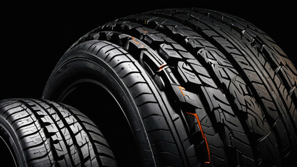 Car tire in auto repair shop. Auto service industry. Car wheel