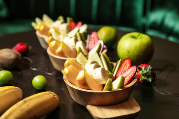 Table Set With Assorted Fruit Bowls