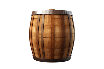 The Rustic Reunion: A Wooden Barrel on a Table on White or PNG Transparent Background.