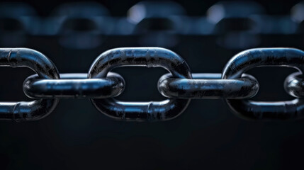 Naklejka premium Steel chain with black background