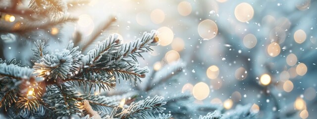 Romantic Winter Wonderland Snowy Landscape, Serene Snowfall in Dreamy Wintry Backdrop