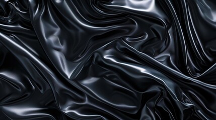 Fototapeta premium Glamorous black abstract background inspired by the texture of satin waves, ideal for elegant wallpaper