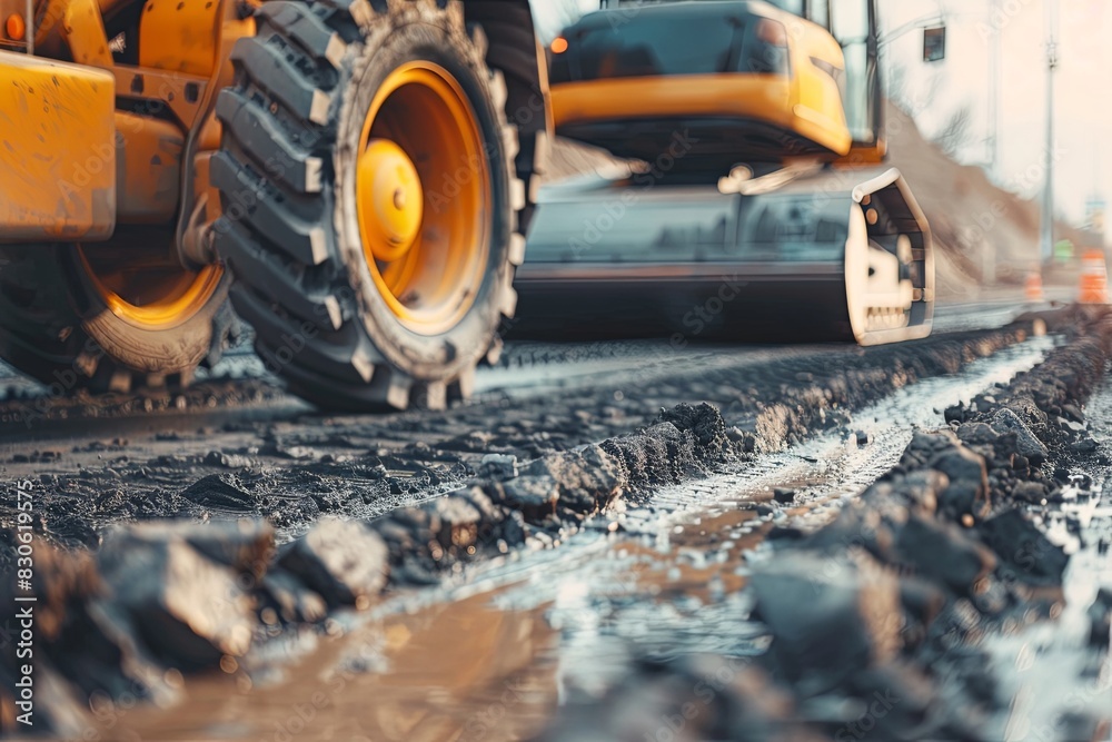 Aufkleber a powerful construction vehicle dominates the road, ready to tackle any infrastructure project with 